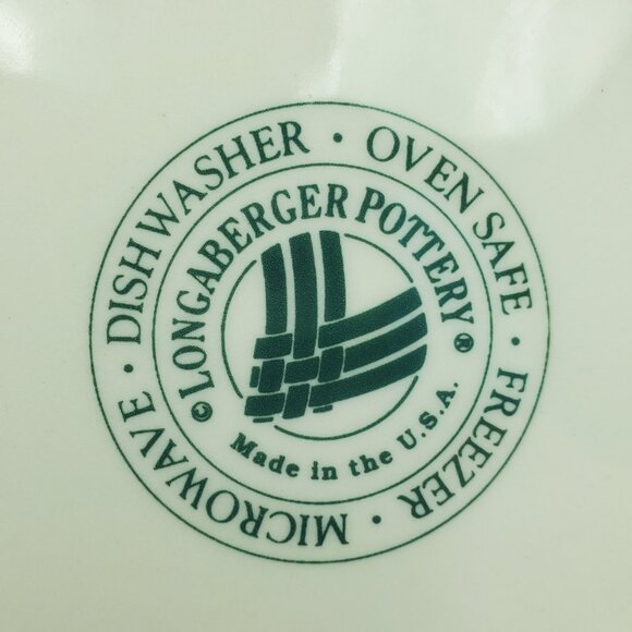 Longaberger Pottery Woven Traditions Heritage Green Rim Soup Bowl - Picture 5 of 5